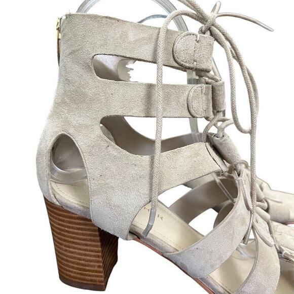 Marc Fisher Paradox Leather Suede Gladiator High Heels Sandals Shoes Gray 7.5 W - Picture 12 of 16